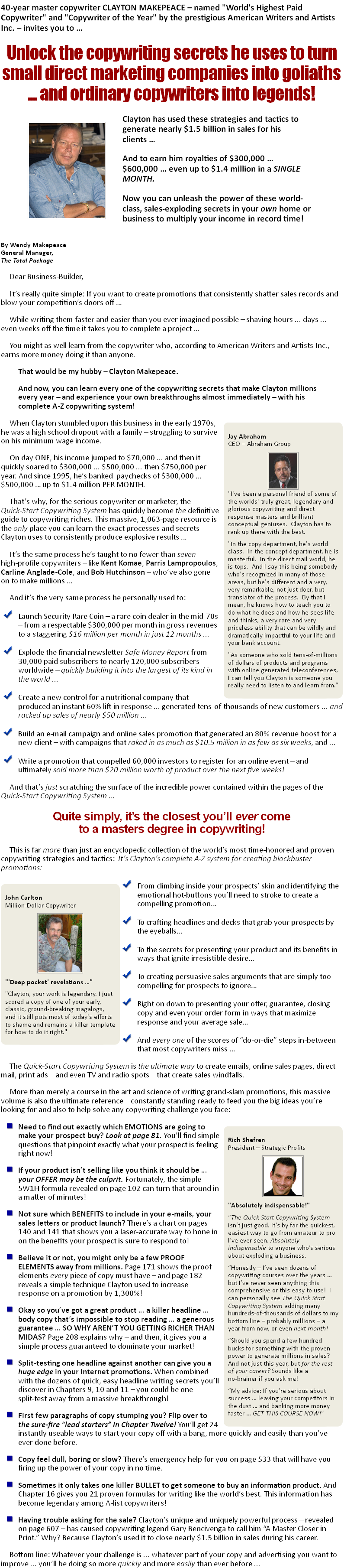 Clayton-Makepeace-Quick-Start-Copywriting-Course — The Gary Halbert Letter